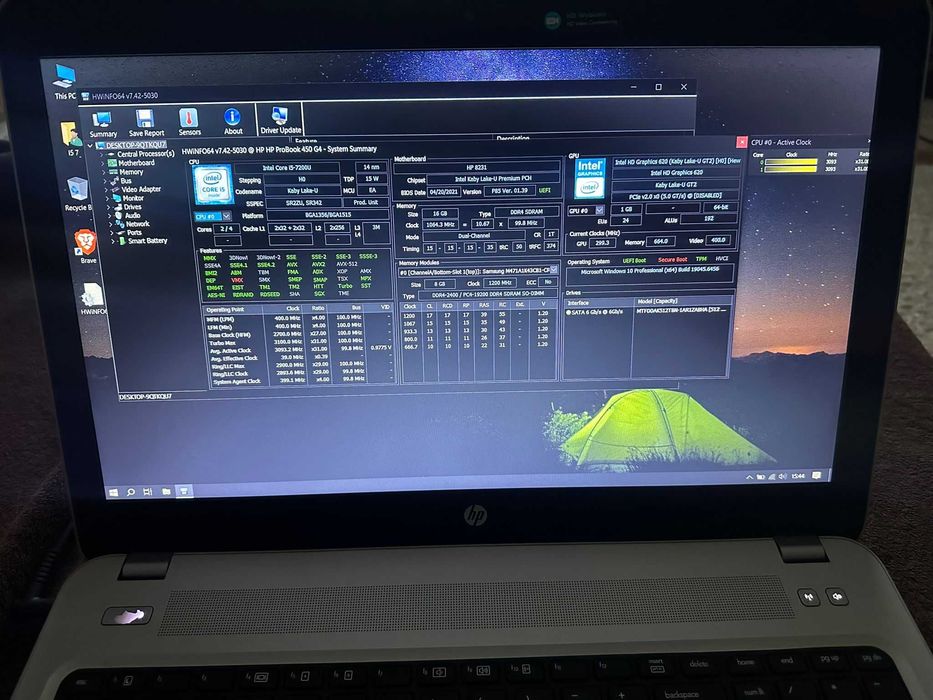 Laptop HP ProBook I5 7200U 16GB Ram SSD 500GB ecran 15inch bateria4-5h