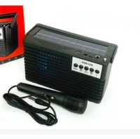 Radio cu Panou Solar, Lanterna, Acumulator, microfon cu fir, lumina rg