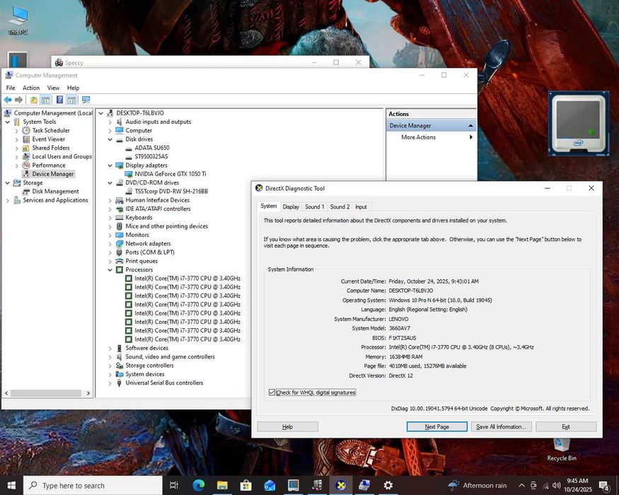 i7 3770 16gb ddr3 Gtx 1050Ti 4GB Ssd+hard pc calculator gaming unitate