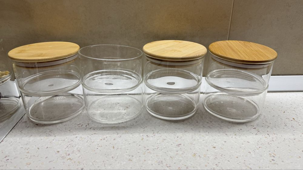 Recipient din sticla pentru condimente/ceaiuri/nuci/seminte