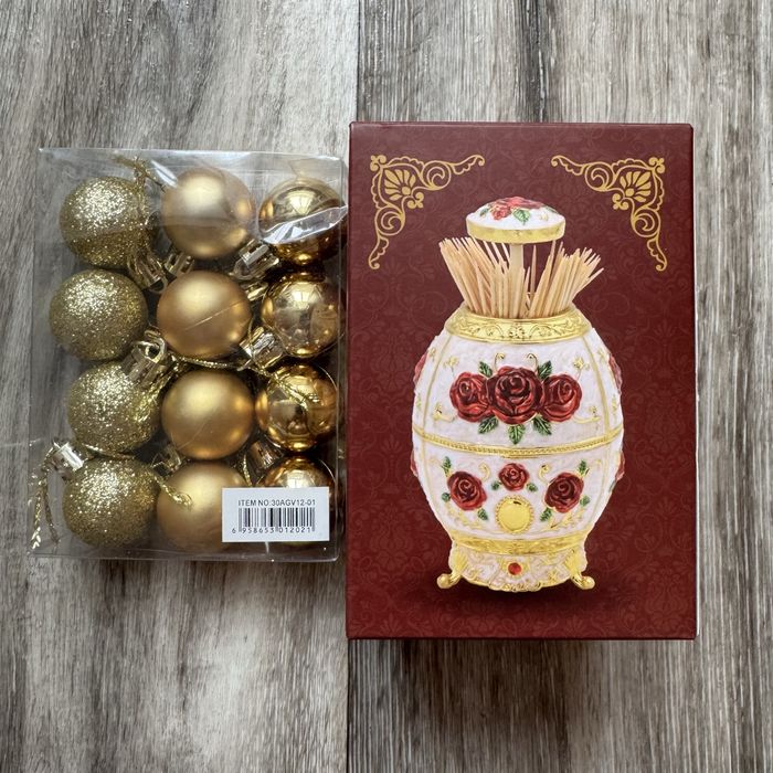 Шкатулка-зубочистница, украшение «мелкие шары»