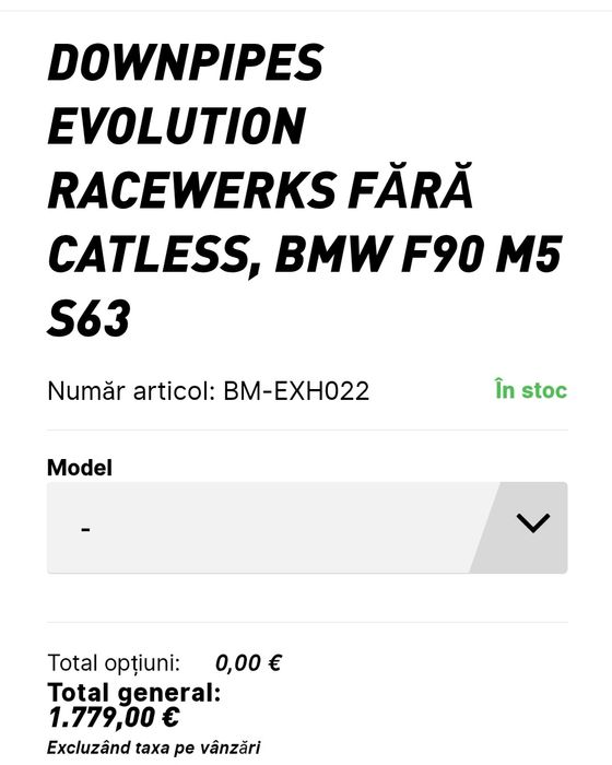 Vând downpipe  BMW  M5 F90  race !