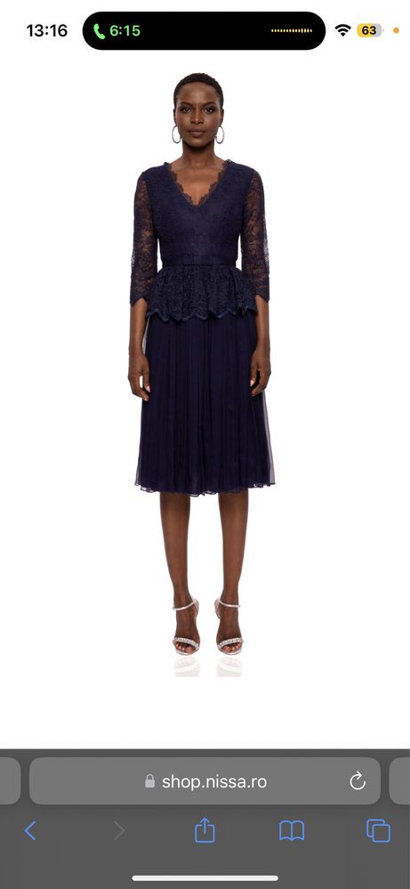 Rochie de matase cu dantela / marimea 40 / NISSA