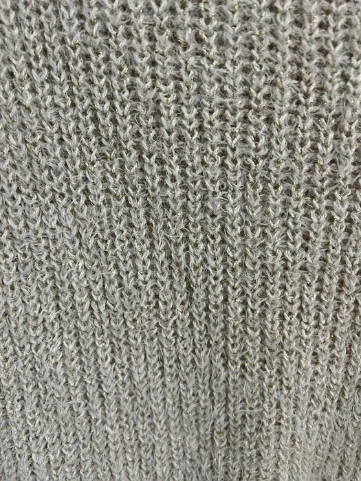 pulover bluza groasa cu guler dama Camaieu bej cu fir auriu marime M