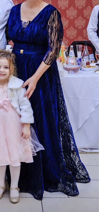 Rochie eleganta seara bleumarin, marimea 48, purtata o singura data