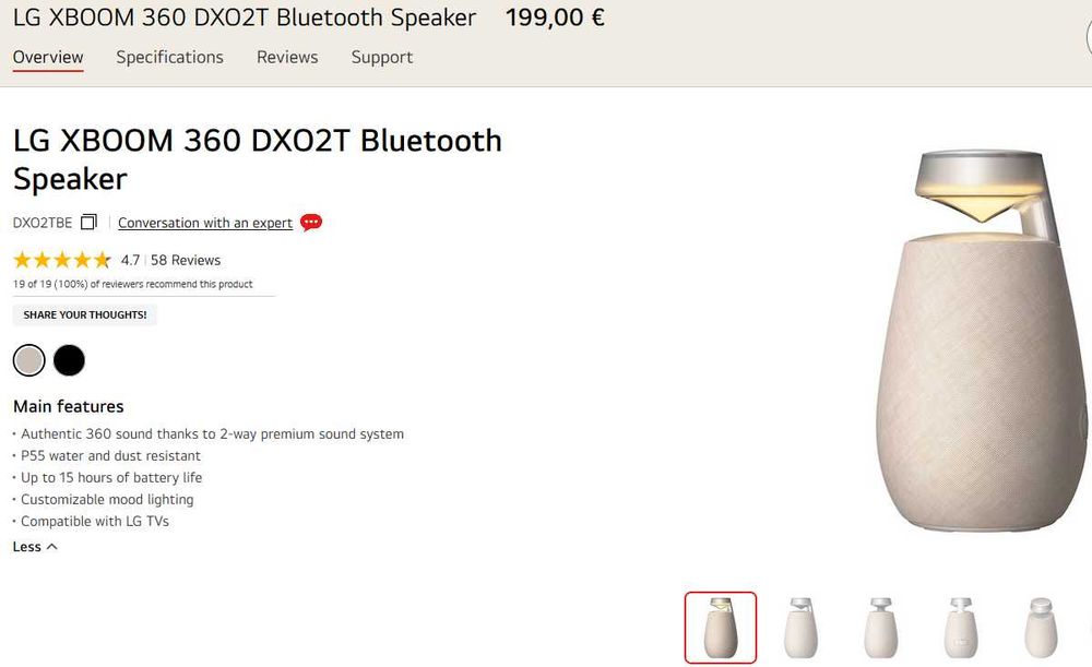 LG XBOOM 360° XO2 - Boxa portabila IP55, noua, garantie 2 ani