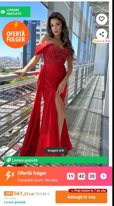 Rochie roșie de nașă