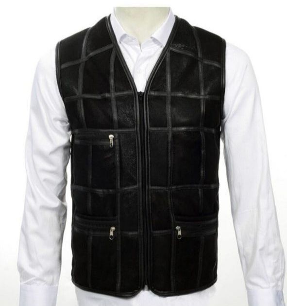 Кожаная безрукавка дублёнка