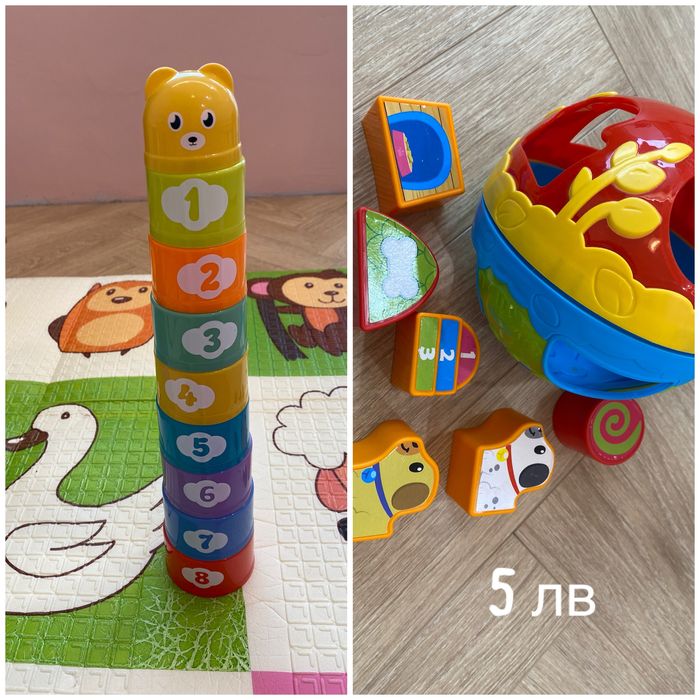 Играчки-сортер , изскачащи животни , пиано и де