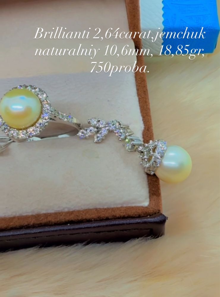 Naturalniy kamnyami 10,6mm i brilyantami 2,4carat