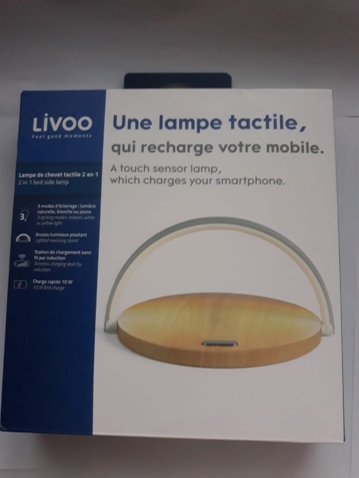 Livoo 2 în 1,Lampă de noptieră și încarcator wireless,livrare gratuită