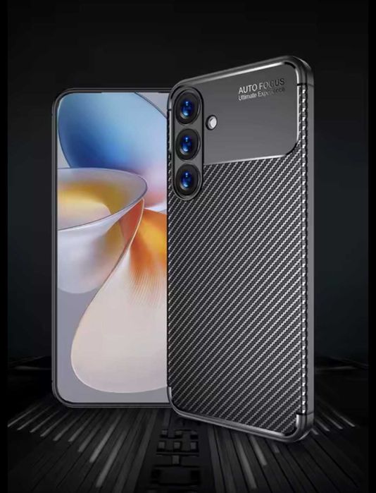 Set Samsung S24 S25 Plus / Ultra - Folie de Sticla + Husa Model Carbon