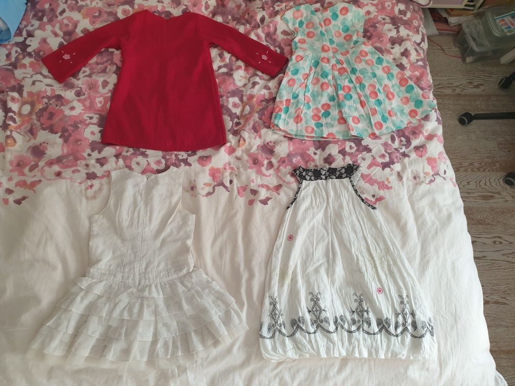 Set 4 rochii fete rochite copii 5-6 ani - 116 cm - livrare gratuit