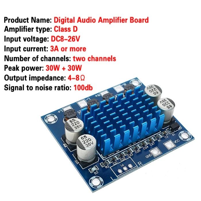 Kit modul AMPLIFICATOR AUDIO stereo auto 2 x 30 w clasa D ieftin 12V