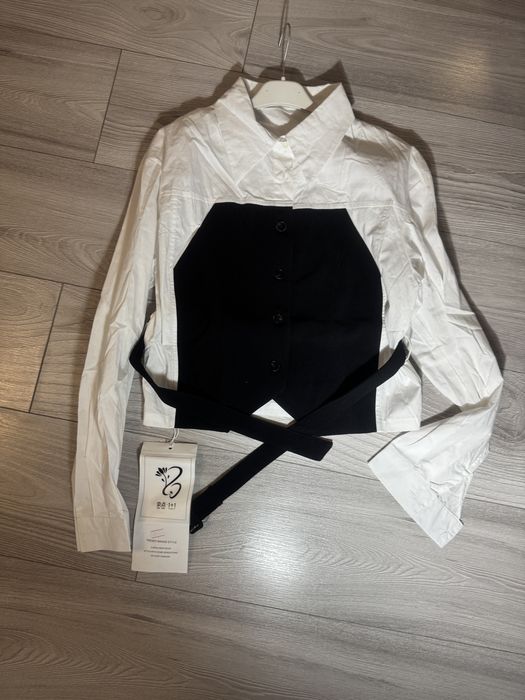 Bluza camasa cu top negeu din bumbac