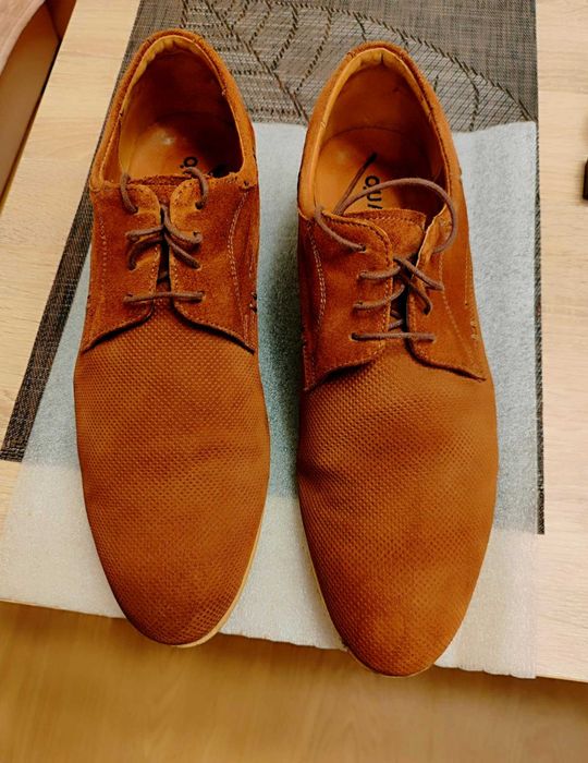 Мъжки обувки от естествена кожа (набук), цвят светло кафяво с номер 44