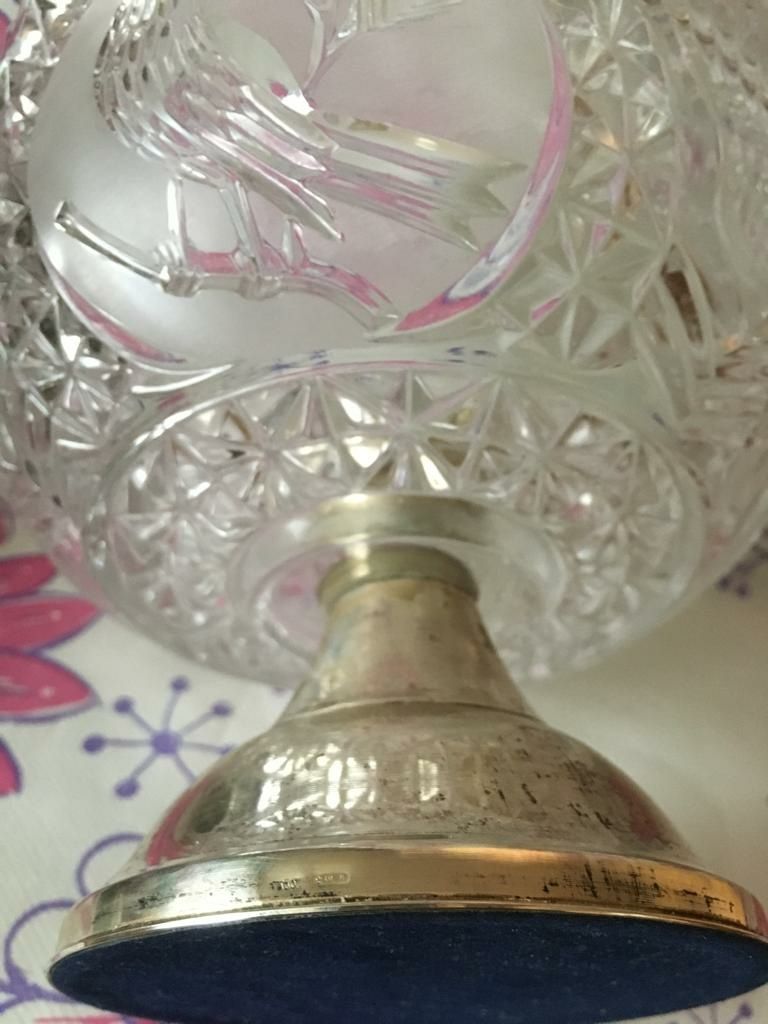 Bombonieră vintage cristal şi argint ( 800 )