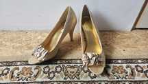 Sandale cu toc aurii nr 41, H&M