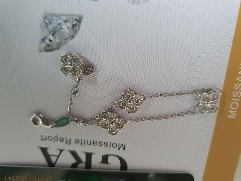 14 к.златни обеци и Van cleef *сребърна гривна с мойсанити