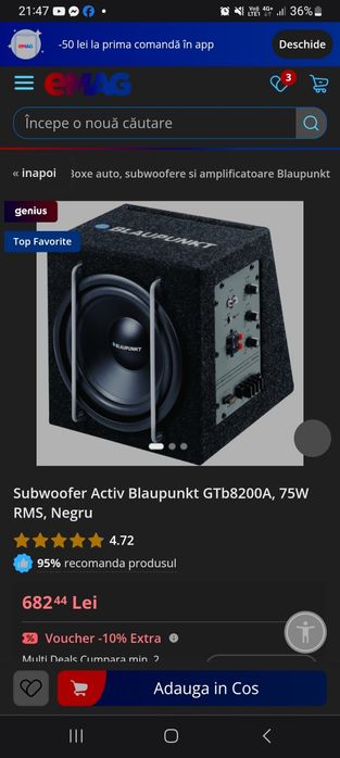 Subwoofer auto activ  Blaupunkt