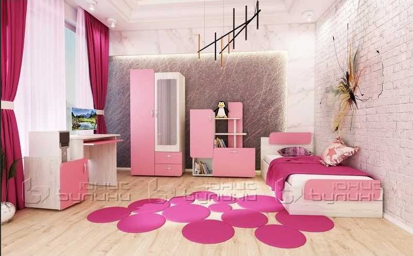 Детски гардероб (2 броя) в розово за детска стая 890/480/1810