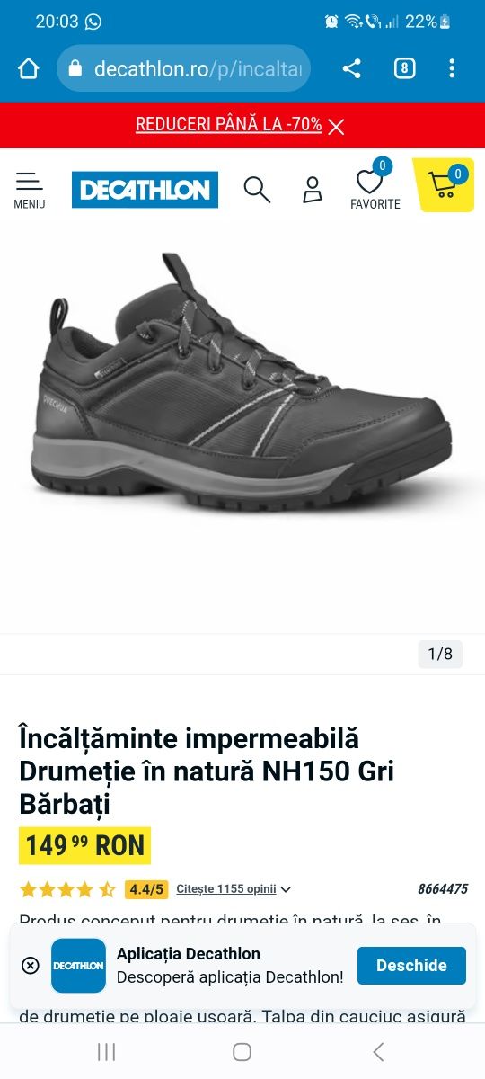 Pantofi de drumetie decathlon, impermeabili 44
