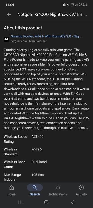 Vand Netgear Nighthawk XR1000 WiFi6
