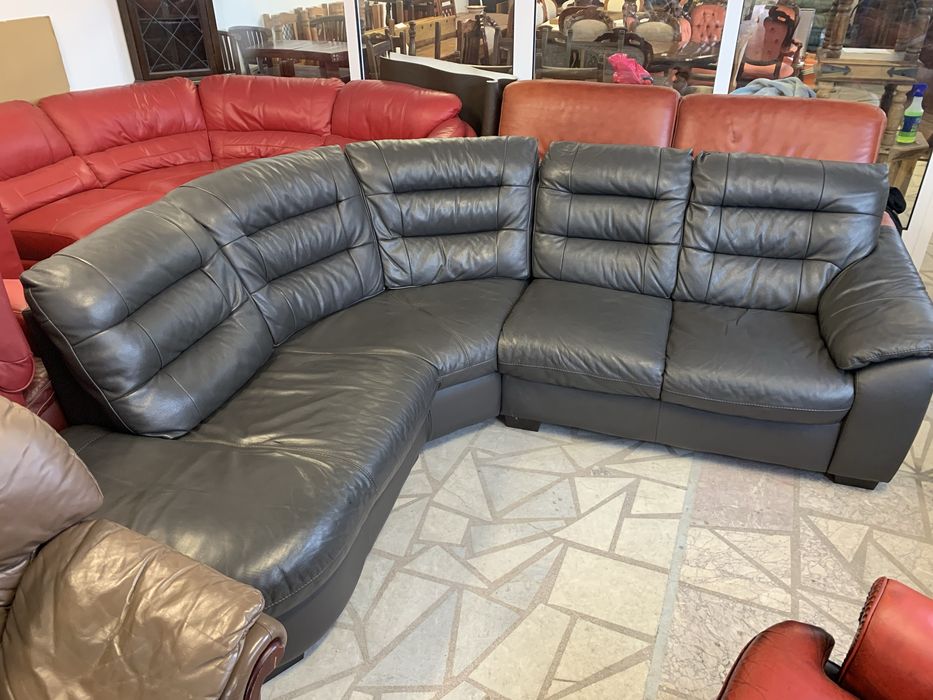 Ъглов диван естествена кожа