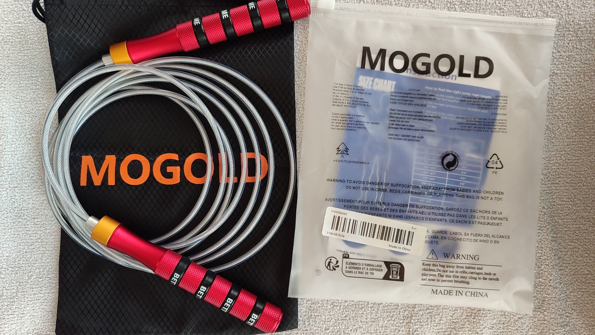 Въже за скачане MOGOLD(черни дръжки) + бонус