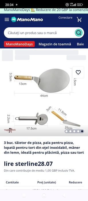 tăietor de pizza, pala pentru pizza, lopată pentru tort din oțel inoxi