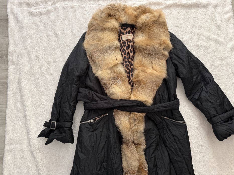 Geaca lunga blana vulpe xxl neagra