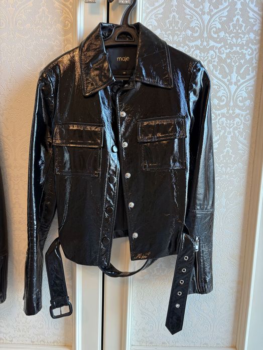 Куртка maje размер 36(s)кожа покрытая лаком