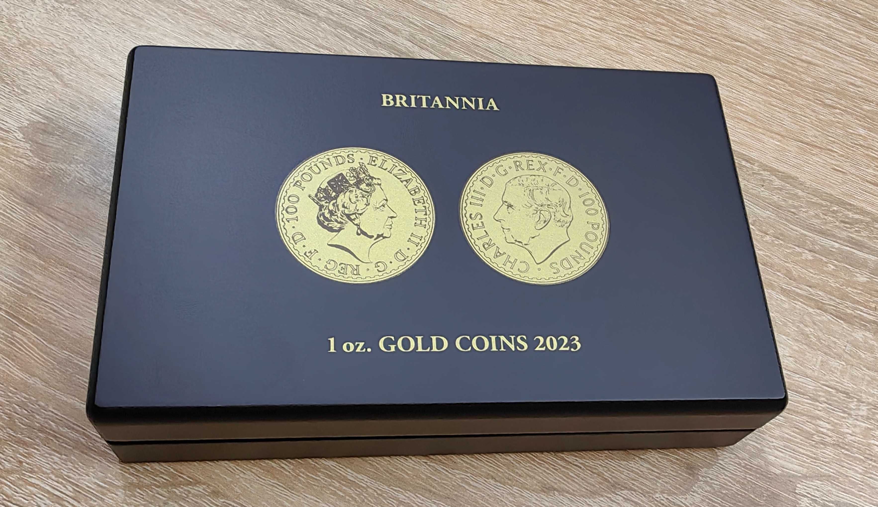 луксозна кутия за 2 броя златни монети 1 oz. BRITANNIA 2023