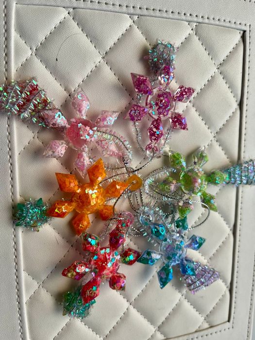 Снежинки подарок новый год елочные украшения эпоксидная смола