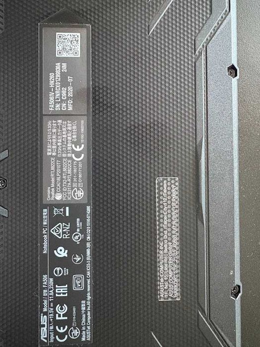 Laptop ASUS FA506, AMD Ryzen 7 4800H, 15.6", 32GB, 512GB, RTX 2060 6GB