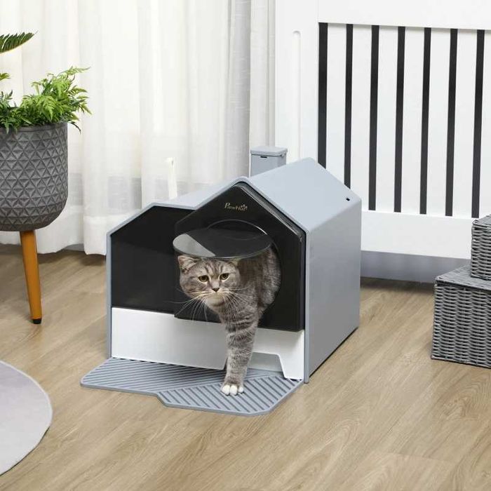 Кутия за котешка тоалетна PawHut със сладък дизайн, 1 цедка, 1 лъжичка