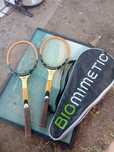 Racheta tenis badminton , vintage , lemn , 2 buc husa SNAUWAERT - Bune