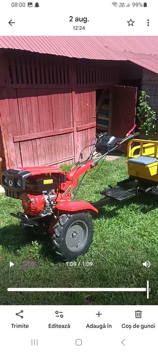 Motocultor 17 cp in garantie cu freza si plug