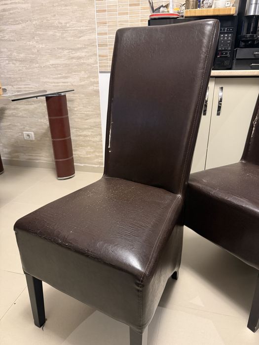 Set 4 scaune de bucătărie living birou piele ecologică, scaun Wenge