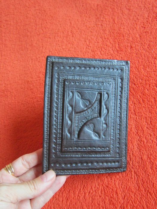 cadou deosebit rar mini oglinda vintage piele handmade Germania'60