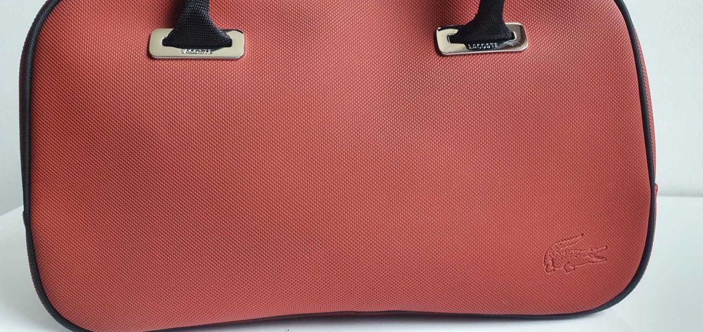 LACOSTE, geanta originala de mana, grena