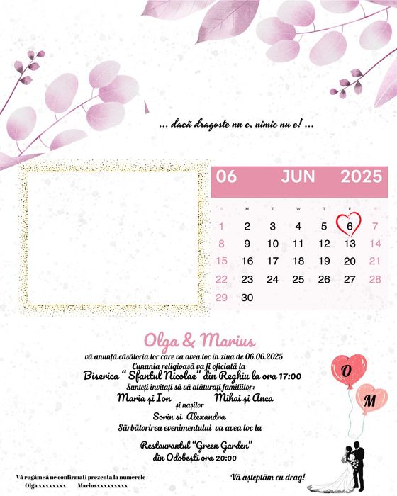 Invitatii nunta/botez/cununie civila/zile de nastere