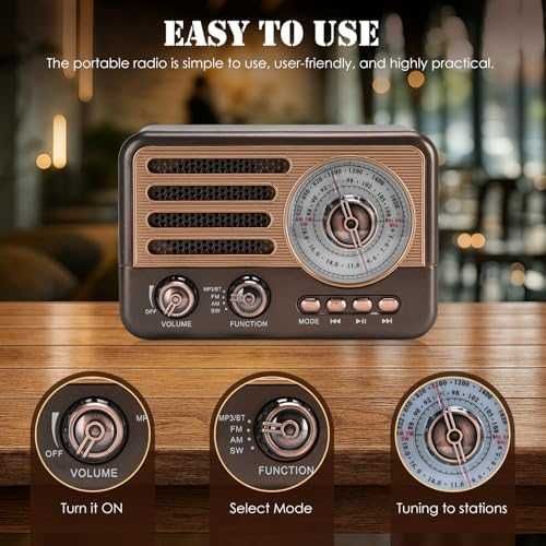 Ново Преносимо радио Bluetooth FM/AM/SW MP3 плейър USB TF фенерче