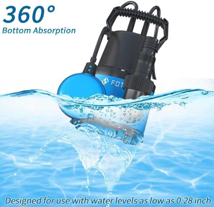 Потопяема водна помпа 400 W 8000 l/h за източване на басейн