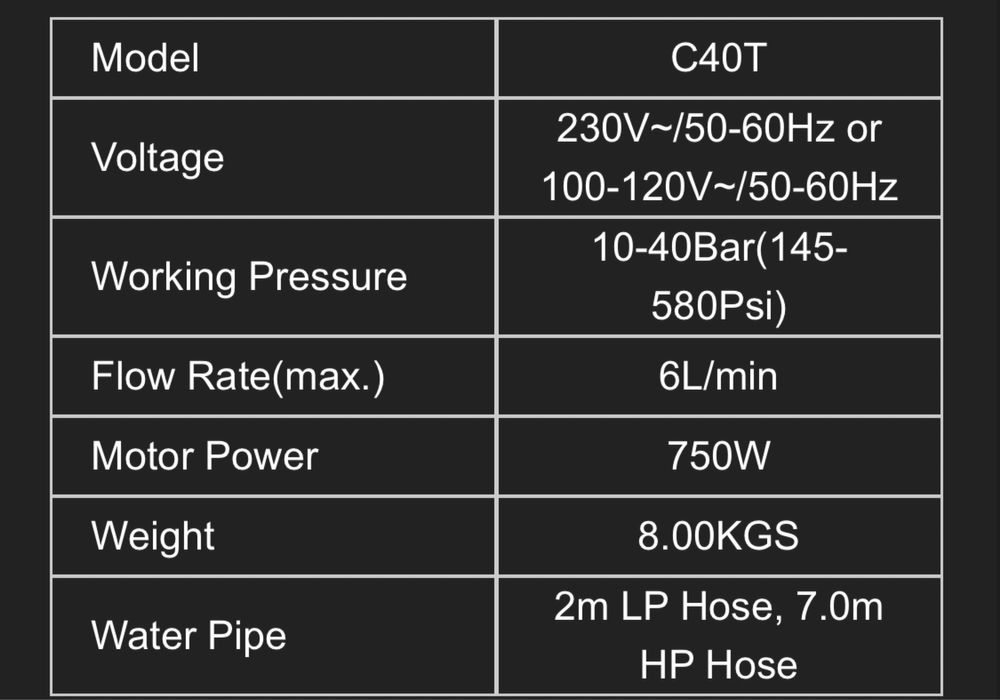 Aparat pompa spalare aer conditionat presiune 10-40bar wipcool c40t