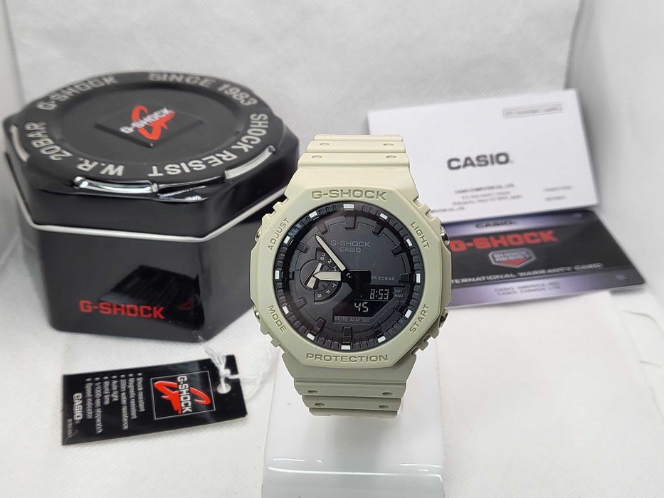 Ceas Sport Casio G-Shock GA-2100 5Aer Bej – Nou, Garanție 2 Ani