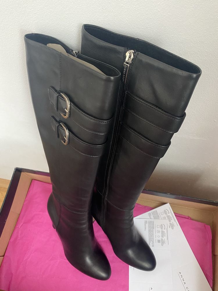 Cizme negre din piele naturala. Brand Anna Cori