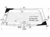 Стекло заднее с обогревом (с отв.) TOYOTA LAND CRUISER PRADO 3/5D/LEXU