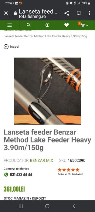 Lanseta Benzar Method Lake Feeder 390cm H