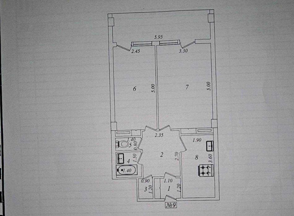 Чиланзар-23, 2-комнатная квартира, 47.5 м2